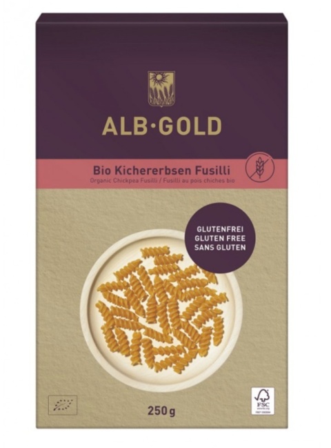 Alb Gold Makaron Proteinowy (Z Ciecierzycy) Świderki Bezglutenowy BIO 250 g Alb Gold Makaron Proteinowy (Z Ciecierzycy) Świderki Bezglutenowy BIO 250 g