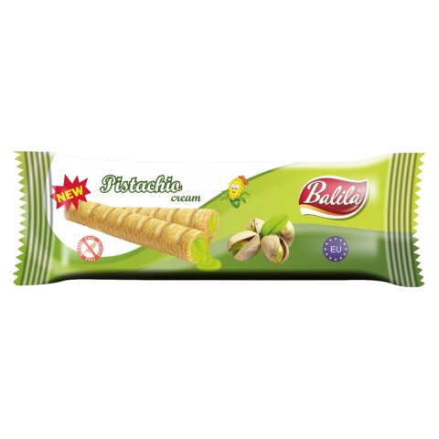 Balila Rurki Kukurydziane Z Kremem O Smaku Pistacjowym Bezglutenowe 18 g Balila Rurki Kukurydziane Z Kremem O Smaku Pistacjowym Bezglutenowe 18 g