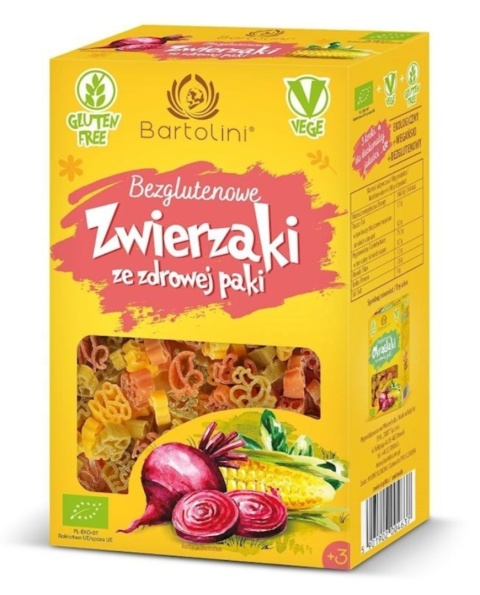 Bartolini Makaron Kukurydziany Warzywami Dla Dzieci Zwierzaki BIO 250 g Bartolini Makaron Kukurydziany Warzywami Dla Dzieci Zwierzaki BIO 250 g