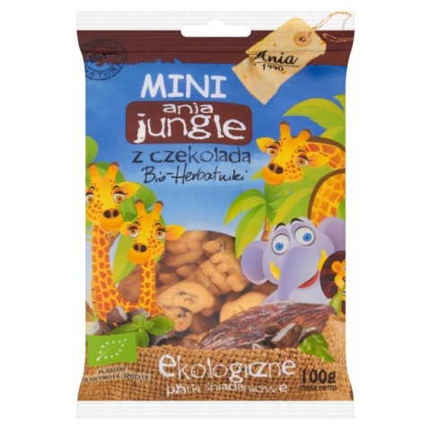 Bio Ania Ciastka Z Czekoladą Mini Jungle BIO-Herbatniki 100 g Bio Ania Ciastka Z Czekoladą Mini Jungle BIO-Herbatniki 100 g