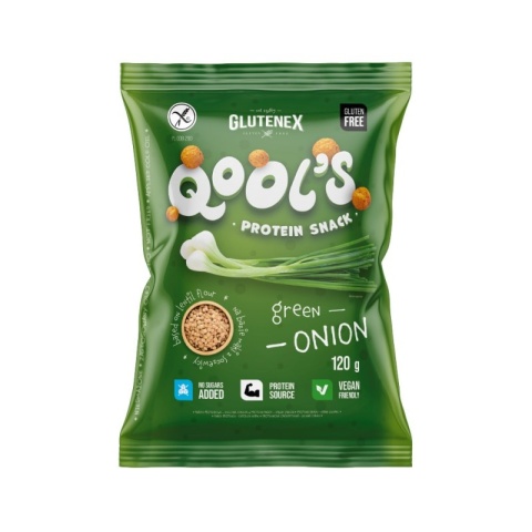 Glutenex Chrupki Proteinowe Qool'S Zielona Cebulka Bezglutenowe 120 g Glutenex Chrupki Proteinowe Qool'S Zielona Cebulka Bezglutenowe 120 g