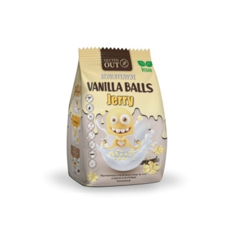 Jerry Gluten Out Kulki Kukurydziane O Smaku Waniliowym Bezglutenowe 375 g Jerry Gluten Out Kulki Kukurydziane O Smaku Waniliowym Bezglutenowe 375 g