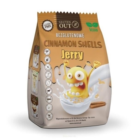 Jerry Gluten Out Muszelki Zbożowe Cynamonowe Bezglutenowe 375 g Jerry Gluten Out Muszelki Zbożowe Cynamonowe Bezglutenowe 375 g