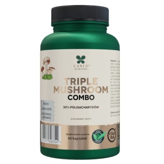 Lanco Nutritions Triple Mushroom Combo Lions Mane Reishi Kordyceps 60 kapsułek