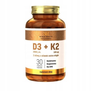 Noble Health D3+K2 w oliwie z oliwek 30 kapsułek