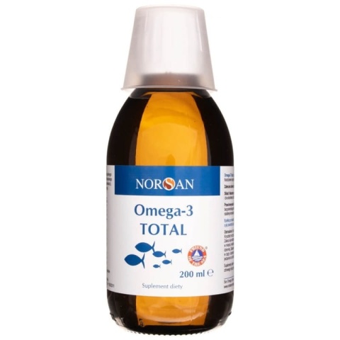 Norsan Omega-3 TOTAL olej rybny z witaminą D3 200 ml o smaku naturalnym Norsan Omega-3 TOTAL olej rybny z witaminą D3 200 ml o smaku naturalnym