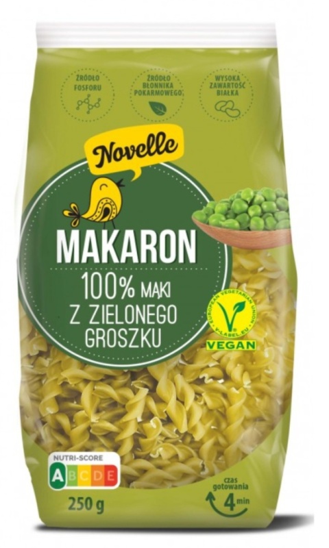 Novelle Makaron Proteinowy Z Groszku Zielonego Świderki 250 g Novelle Makaron Proteinowy Z Groszku Zielonego Świderki 250 g