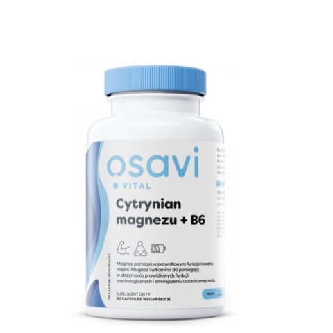 Osavi Cytrynian Magnezu + B6 375 mg + 4.2 mg 90 kapsułek Osavi Cytrynian Magnezu + B6 375 mg + 4.2 mg 90 kapsułek