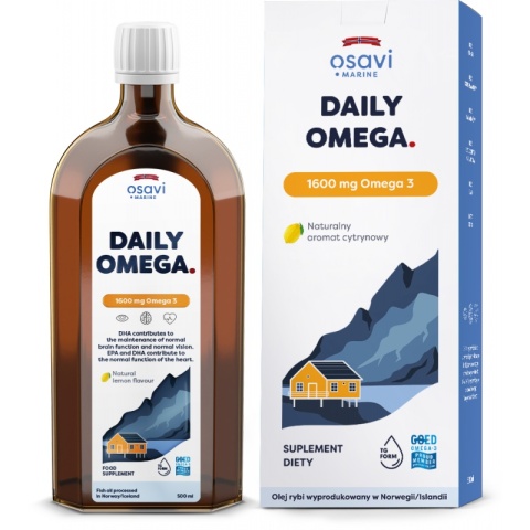 Osavi Daily Omega 1600 mg Omega 3 + D3 500 ml o smaku cytrynowym Osavi Daily Omega 1600 mg Omega 3 + D3 500 ml o smaku cytrynowym