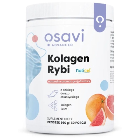 Osavi Kolagen Rybi NatiCol z Dzikiego Dorsza 360 g o smaku grejpfrutowym Osavi Kolagen Rybi NatiCol z Dzikiego Dorsza 360 g o smaku grejpfrutowym