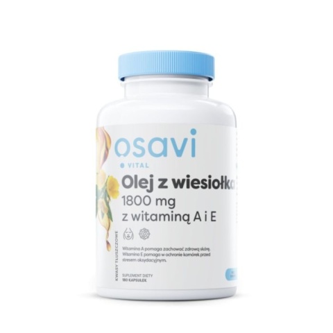 Osavi Olej z Wiesiołka z Witaminą A i E 1800 mg 60 kapsułek miękkich Osavi Olej z Wiesiołka z Witaminą A i E 1800 mg 60 kapsułek miękkich