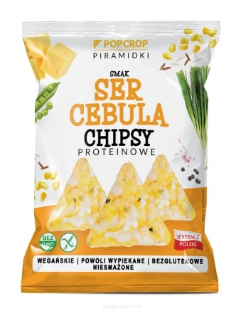 Popcrop Chrupki Proteinowe O Smaku Sera I Cebuli Bezglutenowe 60 g Popcrop Chrupki Proteinowe O Smaku Sera I Cebuli Bezglutenowe 60 g