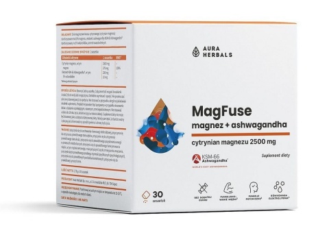 Aura Herbals MagFuse magnez + ashwagandha 30 saszetek Aura Herbals MagFuse magnez + ashwagandha 30 saszetek