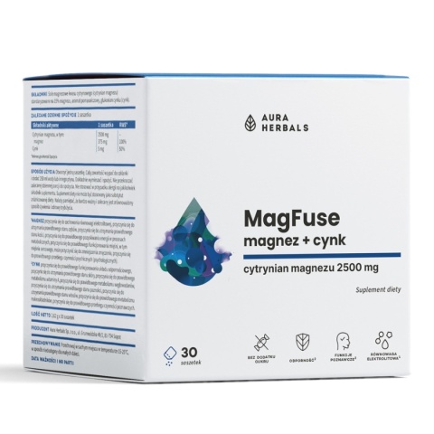 Aura Herbals MagFuse magnez + cynk 30 saszetek Aura Herbals MagFuse magnez + cynk 30 saszetek