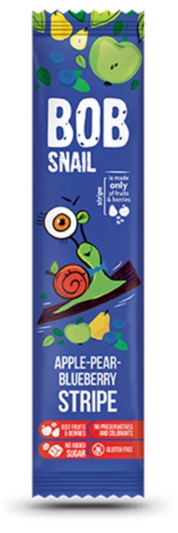 BOB SNAIL Przekąska jabłkowo - gruszkowo - borówkowa 14 g BOB SNAIL Przekąska jabłkowo - gruszkowo - borówkowa 14 g