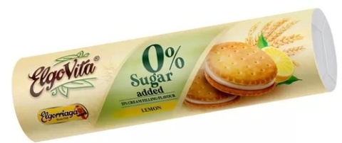 ELGOVITA Ciastka markizy z kremem o smaku cytrynowym bez cukru 180g ELGOVITA Ciastka markizy z kremem o smaku cytrynowym bez cukru 180g