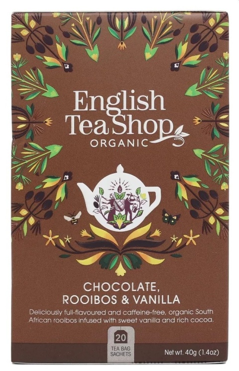 ENGLISH TEA SHOP Herbatka ziołowa Rooibos kakao waniliia BIO (20 x 2g) 40 g ENGLISH TEA SHOP Herbatka ziołowa Rooibos kakao waniliia BIO (20 x 2g) 40 g