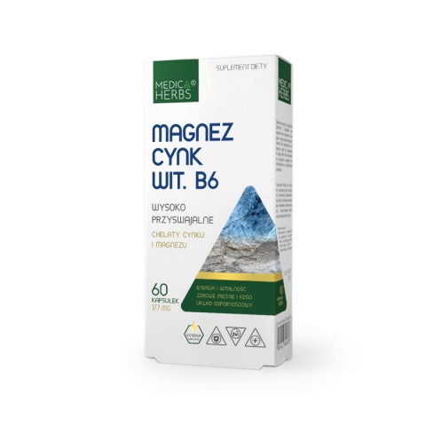 Medica Herbs Magnez, Cynk z Witaminą B6 60 kapsułek Medica Herbs Magnez, Cynk z Witaminą B6 60 kapsułek