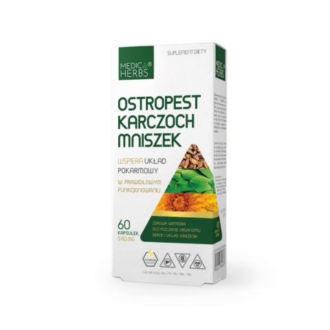 Medica Herbs Ostropest Karczoch Mniszek 540 mg 60 kapsułek Medica Herbs Ostropest Karczoch Mniszek 540 mg 60 kapsułek