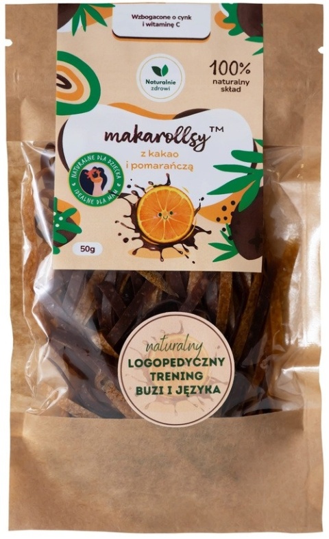Naturalnie zdrowi Makarollsy™ Kakao-Pomarańcza owocowy makaron 50 g Naturalnie zdrowi Makarollsy™ Kakao-Pomarańcza owocowy makaron 50 g