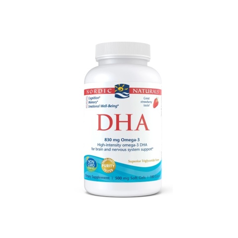 Nordic Naturals DHA 830 mg 180 kapsułek o smaku truskawkowym Nordic Naturals DHA 830 mg 180 kapsułek o smaku truskawkowym