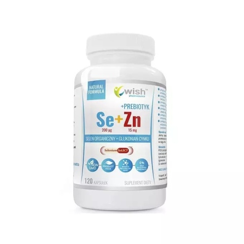 Wish Selen Organiczny 200µg + Cynk 15mg + Prebiotyk vege 120 kapsułek Wish Selen Organiczny 200µg + Cynk 15mg + Prebiotyk vege 120 kapsułek