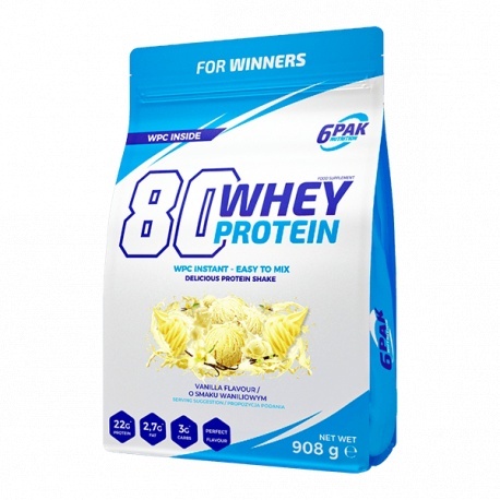 6PAK 80 Whey Protein 908g o smaku waniliowym 6PAK 80 Whey Protein 908g o smaku waniliowym