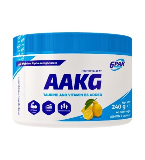 6PAK AAKG 240g o smaku cytrynowym 6PAK AAKG 240g o smaku cytrynowym