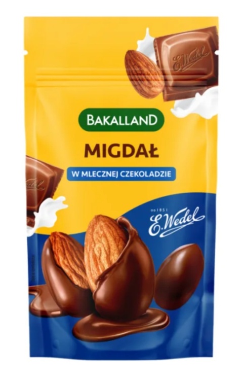 Bakalland Migdały w mlecznej czekoladzie 75g Bakalland Migdały w mlecznej czekoladzie 75g