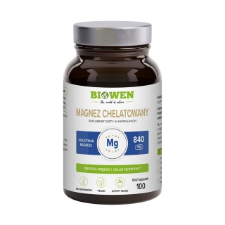 Biowen Magnez Chelatowany Diglicynian Magnezu 840 mg 100 kapsułek