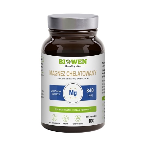 Biowen Magnez Chelatowany Diglicynian Magnezu 840 mg 100 kapsułek Biowen Magnez Chelatowany Diglicynian Magnezu 840 mg 100 kapsułek