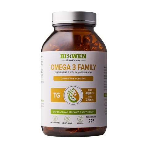 Biowen Omega 3 Family TG 720 mg EPA 480 mg DHA 225 kapsułek Biowen Omega 3 Family TG 720 mg EPA 480 mg DHA 225 kapsułek