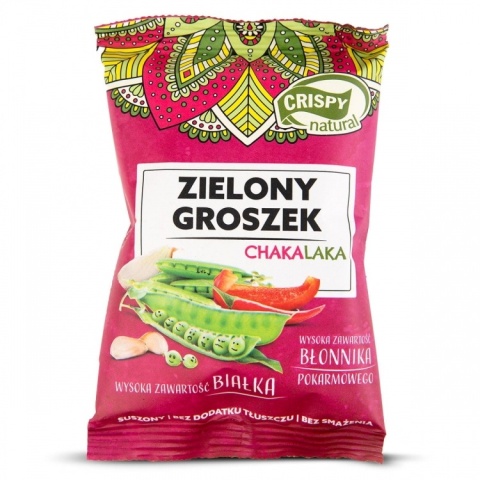 Crispy Natural Zielony groszek suszony z posypką o smaku chakalaka 25 g Crispy Natural Zielony groszek suszony z posypką o smaku chakalaka 25 g