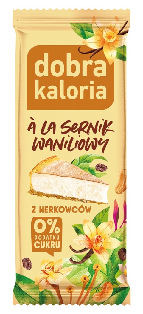 Dobra Kaloria Baton z nerkowców a'la sernik waniliowy 35g Dobra Kaloria Baton z nerkowców a'la sernik waniliowy 35g