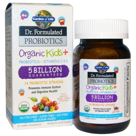 Garden of Life Dr. Formulated Probiotics Organic Kids+ 30 tabletek o smaku jagodowo-wiśniowym Garden of Life Dr. Formulated Probiotics Organic Kids+ 30 tabletek o smaku jagodowo-wiśniowym