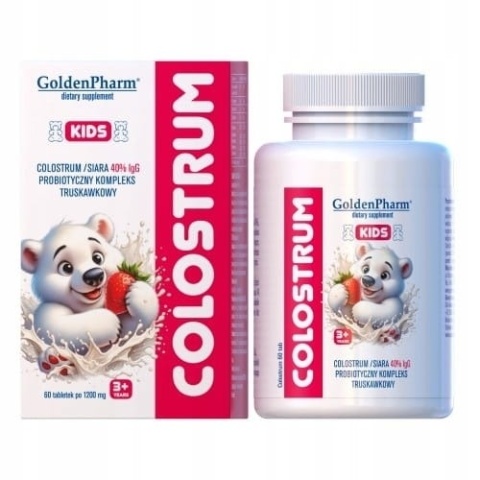 GoldenPharm Colostrum Kids 60 tabletek o smaku truskawkowym GoldenPharm Colostrum Kids 60 tabletek o smaku truskawkowym