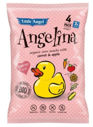LITTLE ANGEL Chrupki kukurydziane ANGELINA marchew jabłko od 7 mies. 4x15g