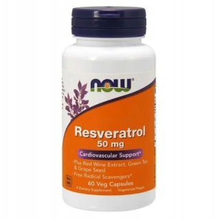 NOW Foods Natural Resveratrol with Red Wine Extract 60 kapsułek