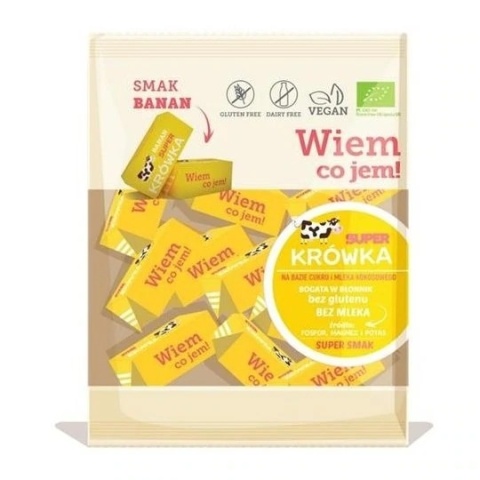 SUPER KRÓWKA Krówki bezmleczne bananowe bezglutenowe BIO 150 g SUPER KRÓWKA Krówki bezmleczne bananowe bezglutenowe BIO 150 g