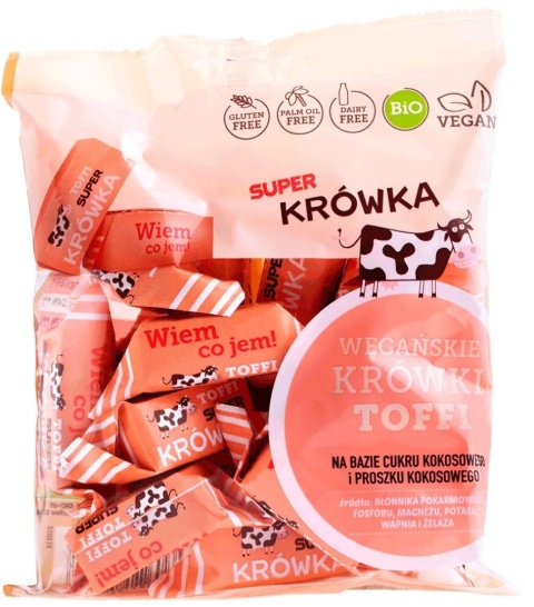 SUPER KRÓWKA Krówki bezmleczne o smaku toffi bezglutenowe BIO 150 g SUPER KRÓWKA Krówki bezmleczne o smaku toffi bezglutenowe BIO 150 g