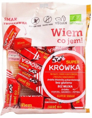 SUPER KRÓWKA Krówki bezmleczne truskawkowe bezglutenowe BIO 150 g