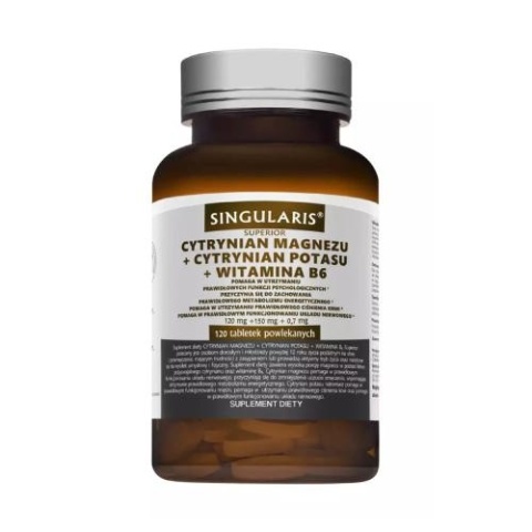 Singularis Cytrynian Magnezu + potas + witamina B6 120 tabletek Singularis Cytrynian Magnezu + potas + witamina B6 120 tabletek