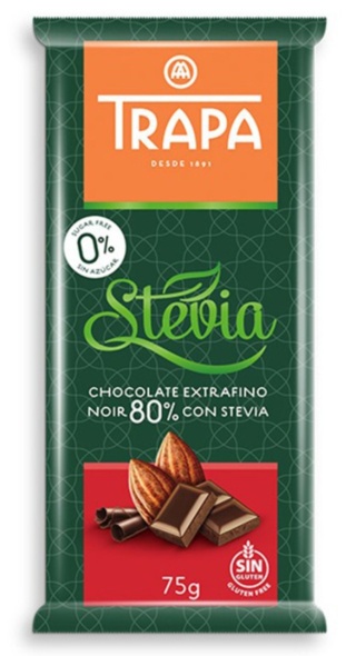 TRAPA Czekolada gorzka 80% ze stewią 75 g