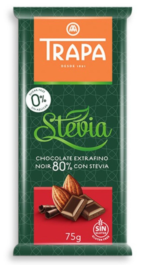 TRAPA Czekolada gorzka 80% ze stewią 75 g TRAPA Czekolada gorzka 80% ze stewią 75 g