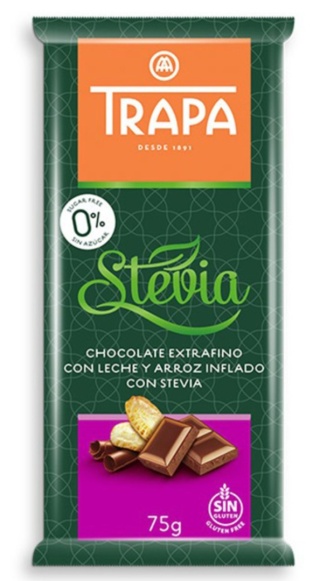 TRAPA Czekolada mleczna crunch ze stewią 75 g