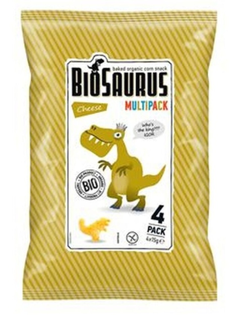 BIOSAURUS Chrupki kukurydziane Dinozaury o smaku serowym BEZGL. BIO 4x15 g BIOSAURUS Chrupki kukurydziane Dinozaury o smaku serowym BEZGL. BIO 4x15 g