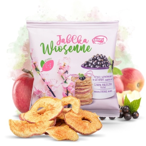 Crispy Natural Jabłko suszone z czarną porzeczką z witaminami Wiosenne 18 g Crispy Natural Jabłko suszone z czarną porzeczką z witaminami Wiosenne 18 g
