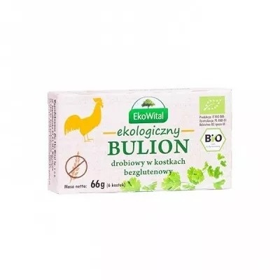 EKOWITAL Bulion drobiowy w kostkach bez oleju palmowego BEZGL. BIO 66 g EKOWITAL Bulion drobiowy w kostkach bez oleju palmowego BEZGL. BIO 66 g