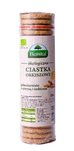 EKOWITAL Ciastka orkiszowe pełnoziarniste z cytryną i imbirem BIO 250 g