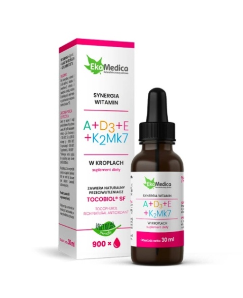 EkaMedica Witaminy A+D3+E+K2Mk7 krople 30 ml EkaMedica Witaminy A+D3+E+K2Mk7 krople 30 ml